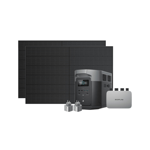 Комплект EcoFlow PowerStream - мікроінвертор 800W + зарядна станція Delta Max 2000 та сонячні панелі 2х400