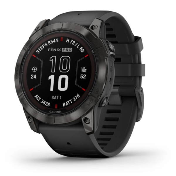 Годинник Garmin fēnix® 7X Pro – Sapphire Solar Edition, Carbon Grey DLC Titanium with Black Band (010-02778-11)