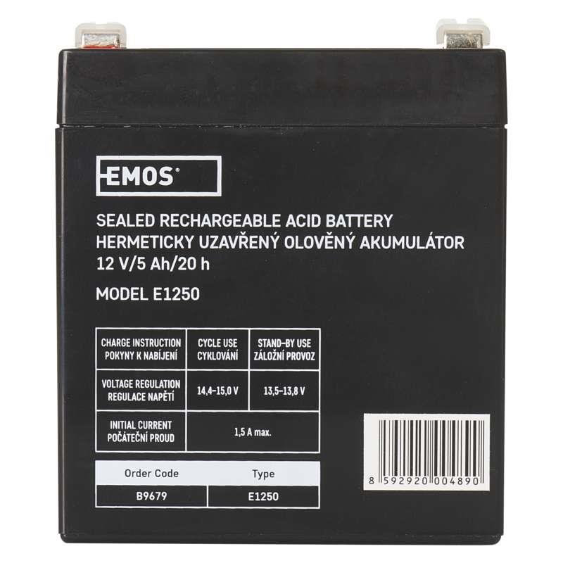 Акумуляторна батарея Emos B9679 12V 5AH (FAST.6.3 MM) AGM Акумуляторна батарея Emos B9679 12V 5AH (FAST.6.3 MM) AGM