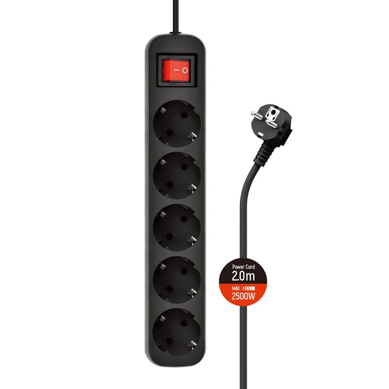Фільтр живлення СolorWay (CW-PSEA52BK) 5 розеток, 2м, Black Фільтр живлення СolorWay (CW-PSEA52BK) 5 розеток, 2м, Black