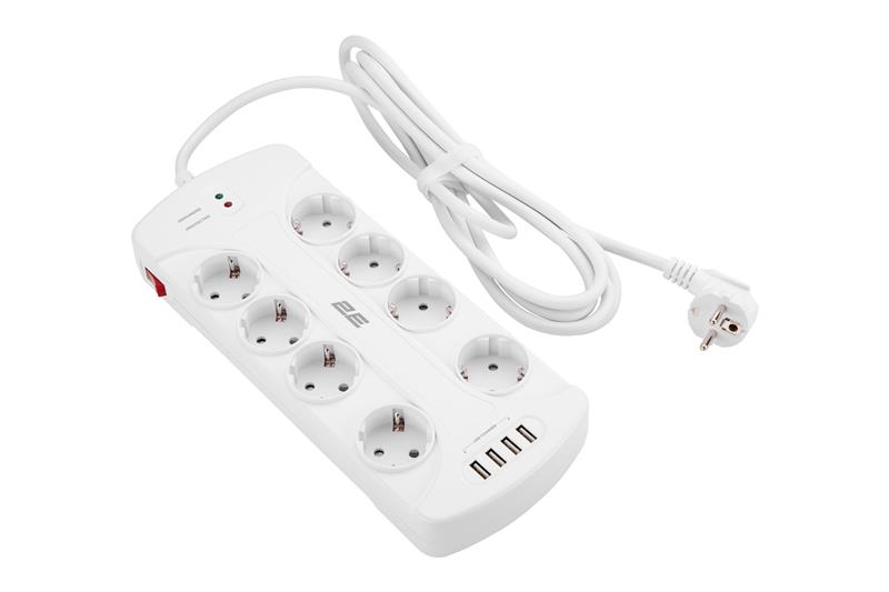 Мережевий фільтр 2E 8хSchuko, 3 м (2E-SP815M3USBWH) Мережевий фільтр 2E 8хSchuko, 3 м (2E-SP815M3USBWH)