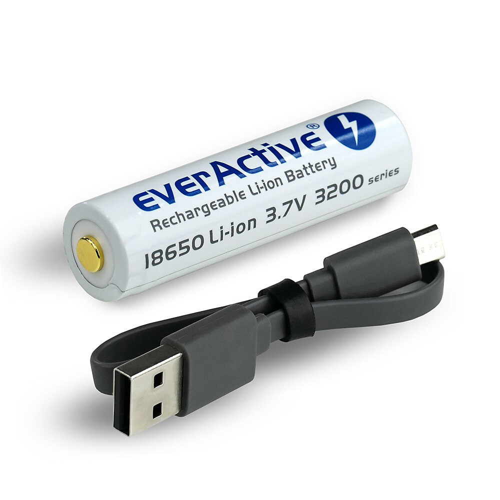 Акумулятор Li-Ion 18650 EverActive 3200мАг 7А MicroUSB (із захистом) Акумулятор Li-Ion 18650 EverActive 3200мАг 7А MicroUSB (із захистом)