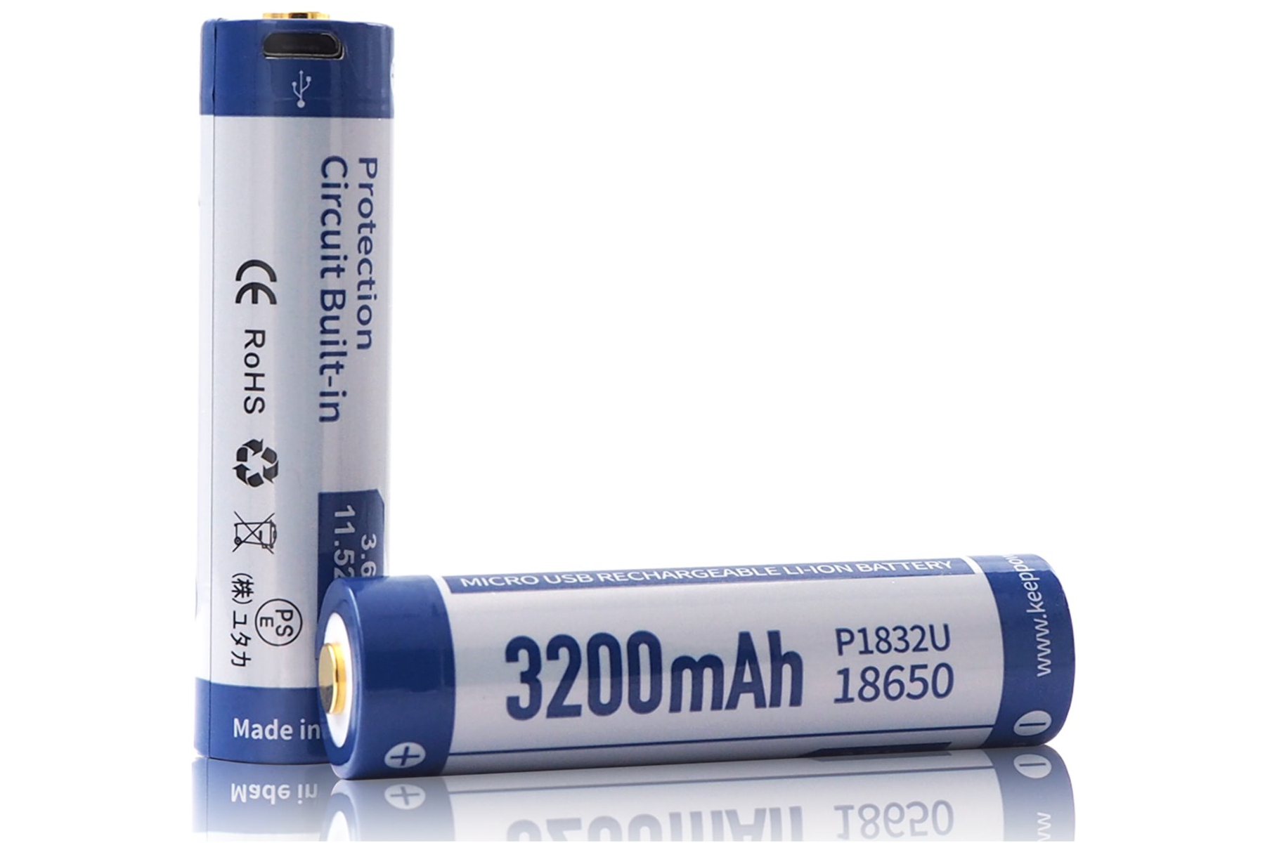 Акумулятор Li-Ion 18650 Keeppower 3200мАч 8А MicroUSB (с защитой) 2 шт Акумулятор Li-Ion 18650 Keeppower 3200мАч 8А MicroUSB (с защитой) 2 шт